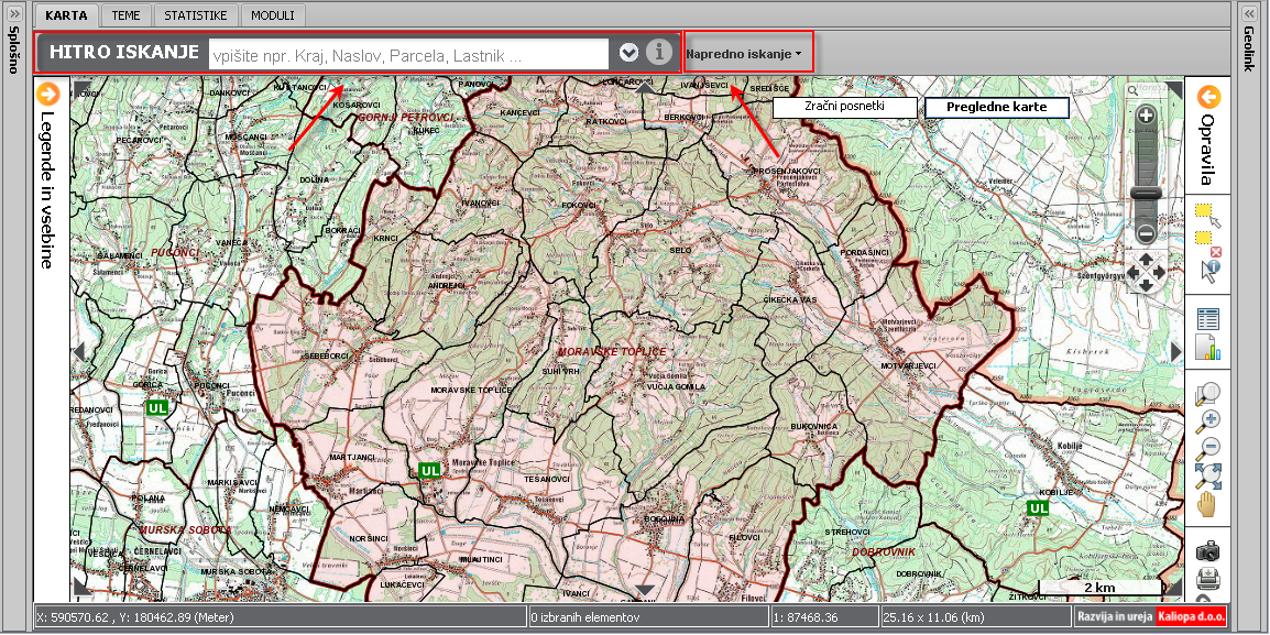 Prikaz hitrega in naprednega iskalnika